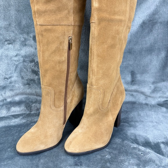 ALDO Knee High Suede Heeled Boots Brown Tan Size‎ 8